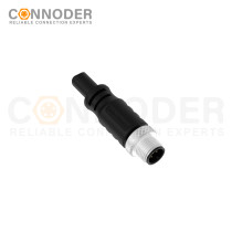 M12 Male Cable Connector-Straight Overmolded Cable,UL, PUR, black,Solder Connection,A code,