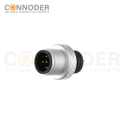 M12 Male Cable Connector-Metal Shell Unshielded Overmolded  Connector,Solder Connection,A code,Custom