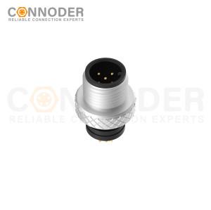 M12 Male Cable Connector-Metal Shell Unshielded Overmolded  Connector,Solder Connection,A code,Custom
