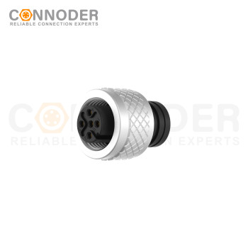 M12 Female Cable Connector-Metal Shell Unshielded Overmolded  Connector,Solder Connection,A code,Custom