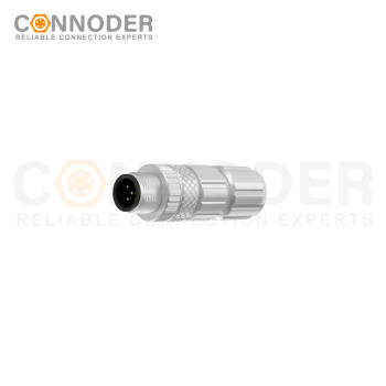 M12  Male Straight Circular Connector-Metal Assembled,Field Wireable,A coded,Solder Connection,Shielded