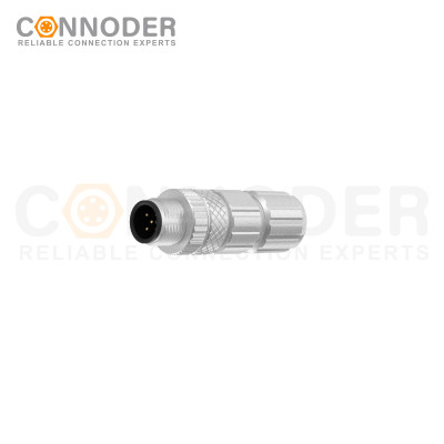 M12  Male Straight Circular Connector-Metal Assembled,Field Wireable,A coded,Solder Connection,Shielded