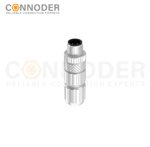M12  Male Straight Circular Connector-Metal Assembled,Field Wireable,A coded,Solder Connection,Shielded