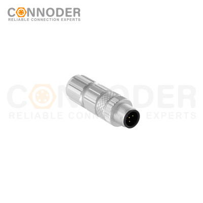 M12 3 Pin Male Connector A Code Field Assembly Circular Connector IP67 Straight Type Adapter Shielding Metal Shell Sensor 60V 4A AC/DC Connector for PG7/PG9