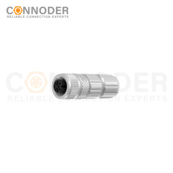 M12 Female Straight Circular Connector-Metal Assembled,Field Wireable,Solder Connection,A code,Shielded