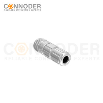 M12 6 Pin Shield Female Connector | 6 Pin Female Metal Assembled,Field Wireable,Solder Connection,A code,Shielded