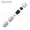 M12 Female Straight Circular Connector-Metal Assembled,Field Wireable,Solder Connection,A code,Shielded