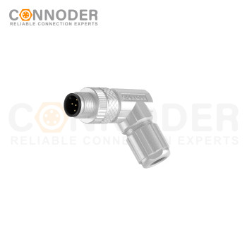 M12 Male Right Angle Circular Connector-Metal Assembled,Field Wireable,Solder Connection,A code,Shielded