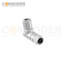 Right Angle Female M12 A Code 8 Pin Connector | 8 Pin Metal Assembled,Field Wireable,Solder Connection,A code,Shielded