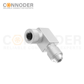 M12 Female Angle Circular Connector-Metal Assembled,Field Wireable,Screw Connection,A code,Shielded,PG7