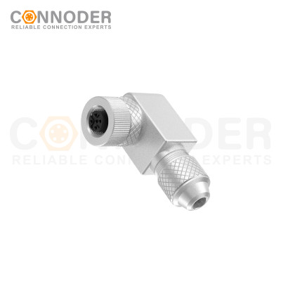M12 Female Angle Circular Connector-Metal Assembled,Field Wireable,Screw Connection,A code,Shielded,PG7