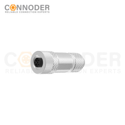 M12 Female Straight Circular Connector-Metal Assembled,Field Wireable,Screw Connection,A code,Shielded,PG7