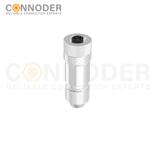 M12 Female Straight Circular Connector-Metal Assembled,Field Wireable,Screw Connection,A code,Shielded,PG7