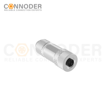 M12 8 Pin Female Connector | A Code Shielding Metal Shell Sensor Field Assembly Circular Connector IP67 Straight Type Adapter 60V 4A AC/DC Connector for PG7/PG9