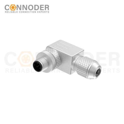 M12 Male Angle Circular Connector-Metal Assembled,Field Wireable,Screw Connection,A code,Shielded,PG9
