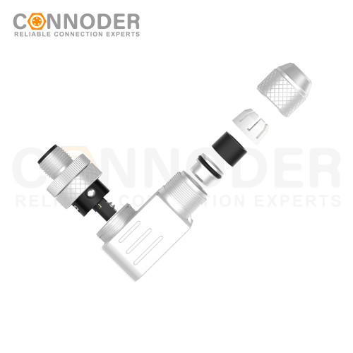 M12 Male Angle Circular Connector-Metal Assembled,Field Wireable,Screw Connection,A code,Shielded,PG9