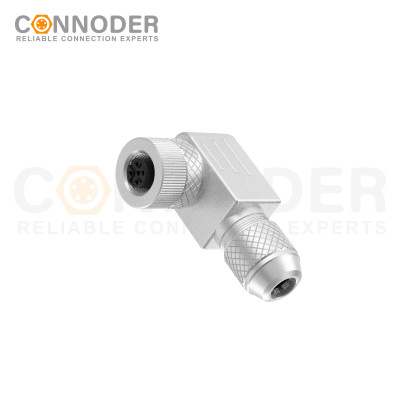 M12 Female Angle Circular Connector-Metal Assembled,Field Wireable,Screw Connection,A code,Shielded,PG9