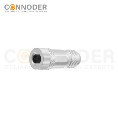 M12 Female Straight Circular Connector-Metal Assembled,Field Wireable,Screw Connection,A code,Shielded,PG9