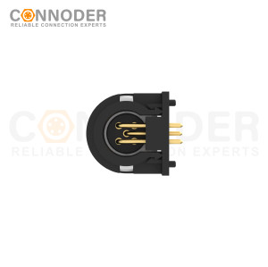 M12 Male Curved Circular Connector-Rear Mount Sockets, PCB Dip-solder Connection,A code,M15x1