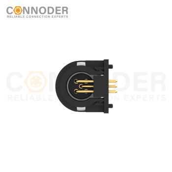 M12 3 Pin Pole Male Circular Connector PCB | Male Rear Mount Sockets, PCB Dip-solder Connection,A code,M15x1