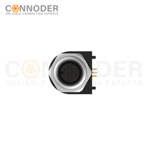 M12 3 Pin Pole Female Circular Connector PCB | Male Rear Mount Sockets, PCB Dip-solder Connection,A code,M15x1