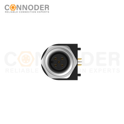 M12 3 Pin Pole Female Circular Connector PCB | Male Rear Mount Sockets, PCB Dip-solder Connection,A code,M15x1