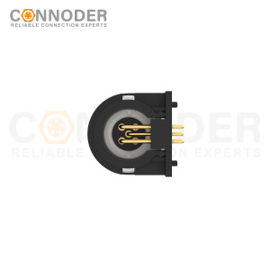 M12 Female Curved Circular Connector-Rear Mount Sockets, PCB Dip-solder Connection,A code,M15x1