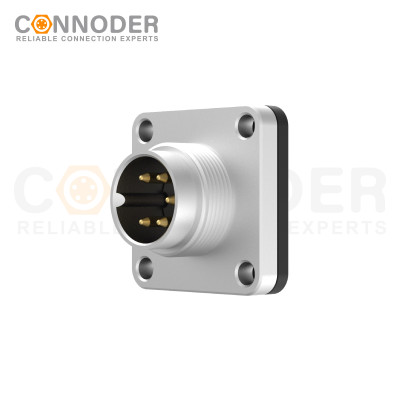 M16 Square Flange Socket  IP67 Waterproof Solder Metal Type Connector Solder Type Male Female Plug