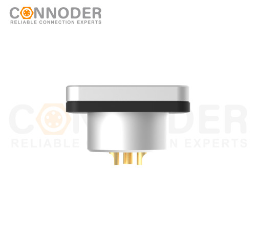 M16 Square Flange 5Pin Female Socket Panel Mount Connector with 4-hole Flange,IP67 Waterproof,Solder Type, Unshielded