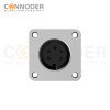 M16 Square Flange 5Pin Female Socket Panel Mount Connector with 4-hole Flange,IP67 Waterproof,Solder Type, Unshielded