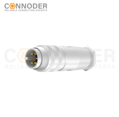 M16 5Pin Male Cable Connector,Field Assembly Type,A Code,Solder Connection, Straight Metal Assembled , Ip67 Waterproof