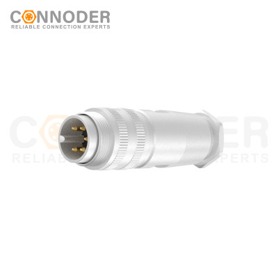 M16 5Pin Male Cable Connector,Field Assembly Type,A Code,Solder Connection, Straight Metal Assembled , Ip67 Waterproof