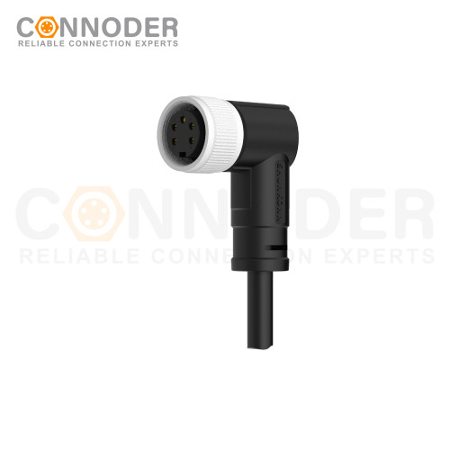 M16 Female Cable Connector Overmolded Right Angled Connector Waterproof IP67 ,Shieldable, UL Certified 2~24 core Plug with Wire Harness