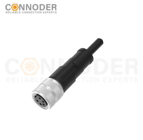 M16 Female Straight Cable Connector Pre-Cast Cable, Industrial Shielded Cable Sensor Waterproof Connector