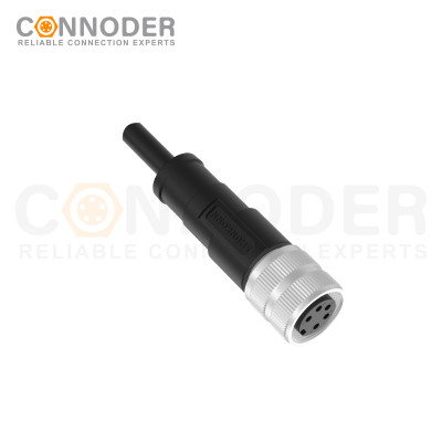 M16 Female Straight Cable Connector Pre-Cast Cable, Industrial Shielded Cable Sensor Waterproof Connector