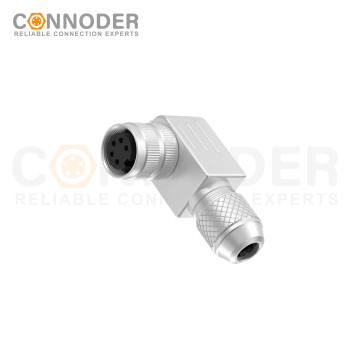 M16 Metal Right Angle Connector industrial Waterproof Power Cable Female 2 3 4 5 6 7 8 12 14 16 19 24 Core Plug
