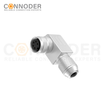 M16 Metal Right Angle Connector industrial Waterproof Power Cable Female 2 3 4 5 6 7 8 12 14 16 19 24 Core Plug