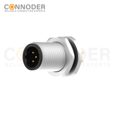 Wholesale M12 B Coded 5 Pin Front Fastened Panel Mount Circular Connector For Pcb, M12 X 1.0, Straight