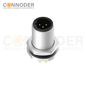 Wholesale M12 B Coded 5 Pin Front Fastened Panel Mount Circular Connector For Pcb, M12 X 1.0, Straight