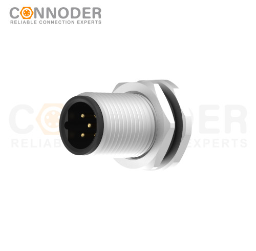 M12 B-coded Circular Connector Sensor Connector Aviation Plug Welded Plate Rear Mounted Front Lock