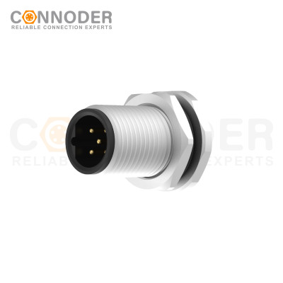 M12 B-coded Circular Connector Sensor Connector Aviation Plug Welded Plate Rear Mounted Front Lock
