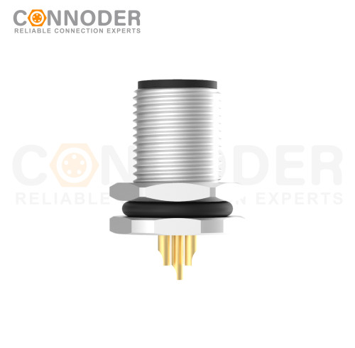 M12 B-coded Circular Connector Sensor Connector Aviation Plug Welded Plate Rear Mounted Front Lock