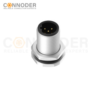 M12 B-coded Circular Connector Sensor Connector Aviation Plug Welded Plate Rear Mounted Front Lock