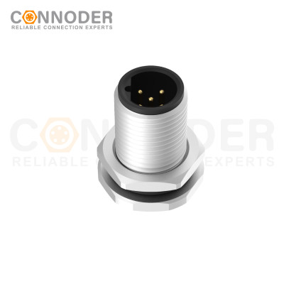Wholesale M12 B 4 Pin Circular Connector l Male Sensor Connector Aviation Plug Welded Plate Rear Mounted Front Lock