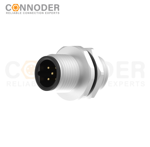 M12 B-coded Panel Circular Connector Plate Front-mounted Fastening Welded Ip67 Protection For Industry Grade Applications