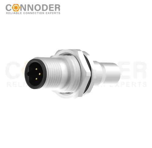 Wholesale M12 Male Face Plate Connector, B Code, Welded Type, Front Lock Mount, With Shield, Factory Manufacturer