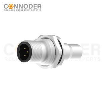 Wholesale M12 Male Face Plate Connector, B Code, Welded Type, Front Lock Mount, With Shield, Factory Manufacturer