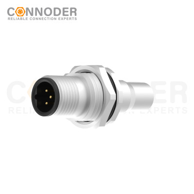 Wholesale M12 Male Face Plate Connector, B Code, Welded Type, Front Lock Mount, With Shield, Factory Manufacturer