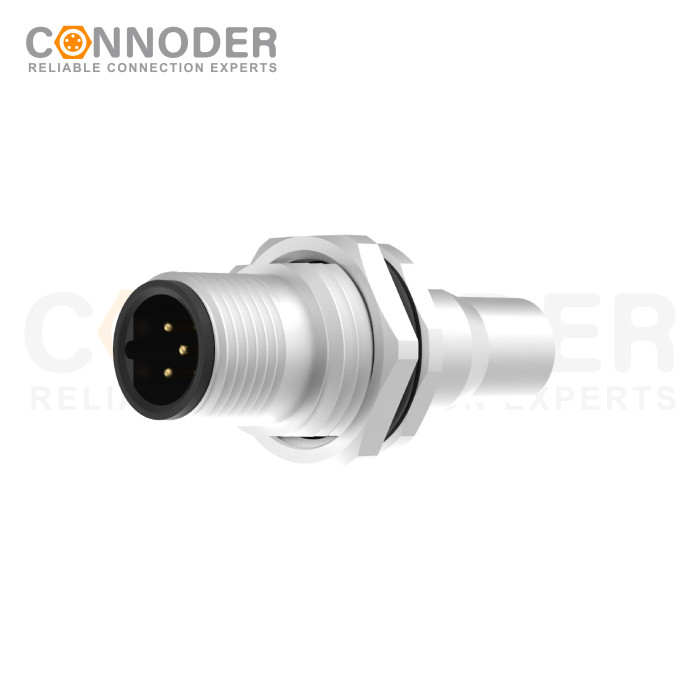 Wholesale M12 Male Face Plate Connector, B Code, Welded Type, Front Lock Mount, With Shield, Factory Manufacturer
