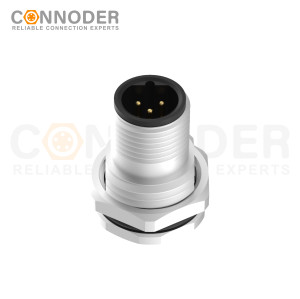 M12 Male Plug Industrial Connector Straight Soldering Backboard mounting Front Fastened Connector M16*1.5